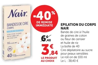 Bandes de cire corps Nair