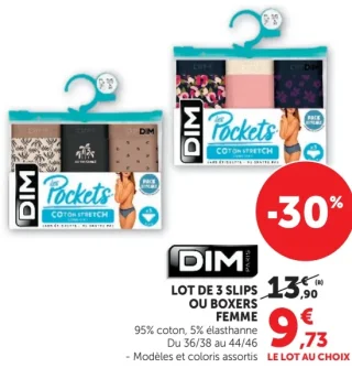 LOT DE 3 SLIPS OU BOXERS FEMME DIM