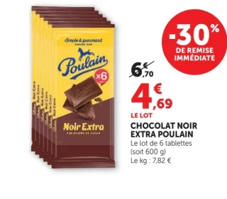 Chocolat Noir Extra Poulain Le lot de 6 tablettes