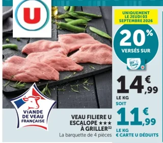 VEAU FILIERE U ESCALOPE *** À GRILLER
