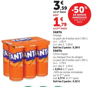 Fanta Orange / Citron frappé / Mangue fruit du dragon