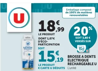 Brosse à dents électrique rechargeable U