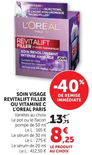 Soin Visage Revitalift Filler ou Vitamine C L'Oreal Paris