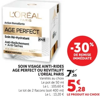 Soin Visage Anti-Rides Age Perfect ou Revitalift L'Oreal Paris