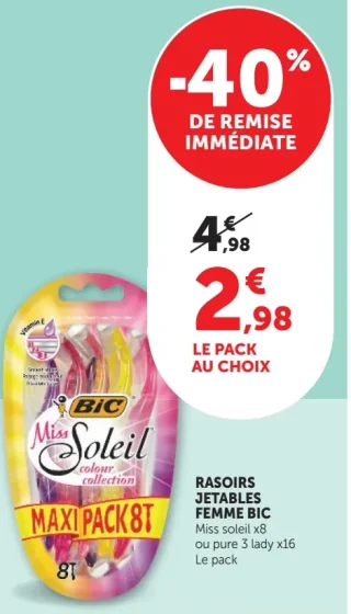 Rasoirs jetables femme Bic Miss Soleil
