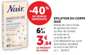 Epilation du corps Nair Bandes de cire