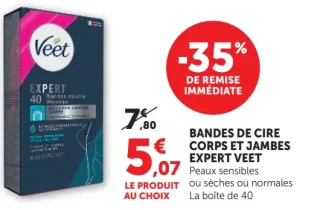 Bandes de cire corps et jambes Expert Veet