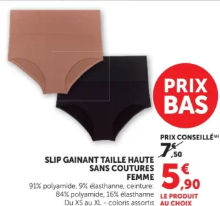 Slip gainant taille haute sans coutures femme U Collection