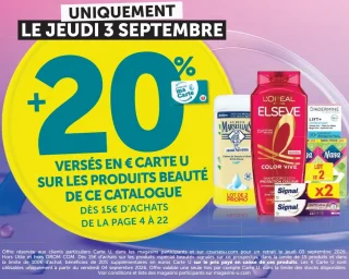Sélection de produits beauté : +20% versés en Carte U