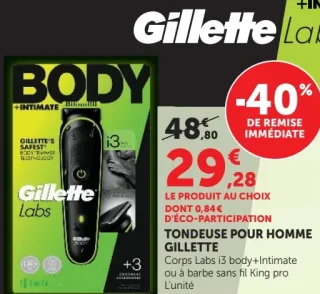 Tondeuse pour homme Gillette Labs Corps Labs i3 body+Intimate ou à barbe sans fil King pro