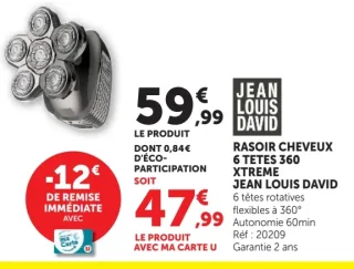 Rasoir Cheveux 6 têtes 360 Xtreme Jean Louis David