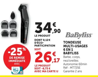 Tondeuse Multi-usages 6 en 1 Babyliss MT725E