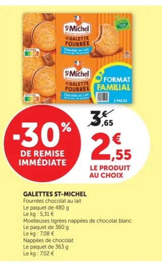 Galettes St-Michel Fourrées chocolat au lait