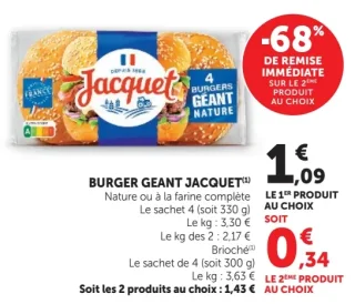 Burger Géant Jacquet Nature ou à la farine complète