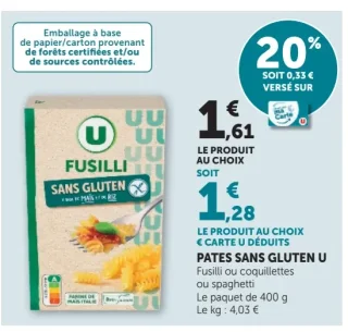 Pâtes sans gluten U