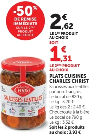 PLATS CUISINES CHARLES CHRIST Saucisses aux lentilles ou Choucroute à la bière