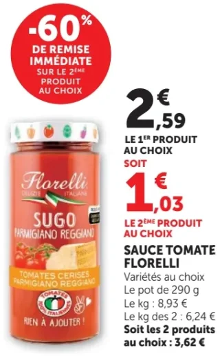 SAUCE TOMATE FLORELLI Variétés au choix