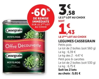 LEGUMES CASSEGRAIN Petits pois