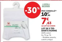LOT DE 2 TEE-SHIRTS HOMME U essentiel