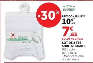 LOT DE 2 TEE-SHIRTS HOMME U essentiel