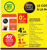 Café en capsules Nescafé Dolce Gusto (Lungo, Espresso, Lungo décafféinato)