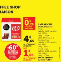 Café en capsules Nescafé Dolce Gusto (Kitkat, Marrakech tea, Ricoré au lait)