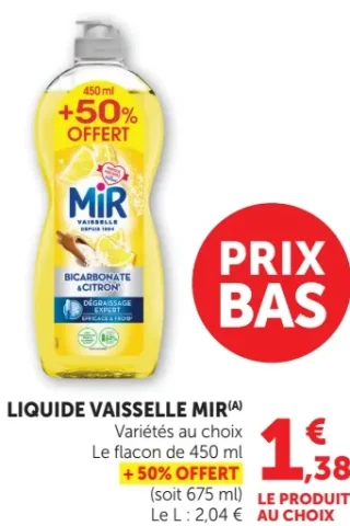 Liquide Vaisselle Mir Bicarbonate & Citron
