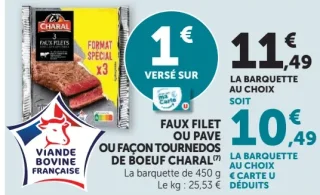 Faux filet ou pavé ou façon tournedos de boeuf Charal