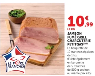 Jambon fumé grill charcuterie Petitgas