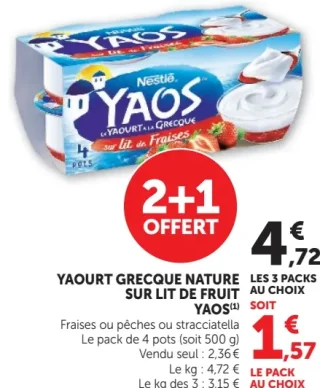 YAOURT GRECQUE NATURE SUR LIT DE FRUIT YAOS