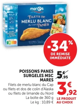 Poissons panés surgelés MSC Marés