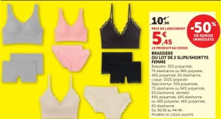 Brassière ou lot de 2 slips/shortys femme U Collection