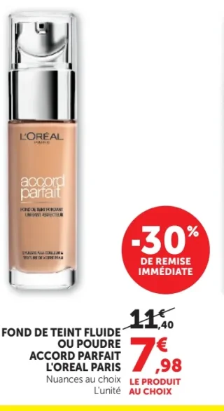 Fond de teint fluide ou poudre Accord Parfait L'Oréal Paris