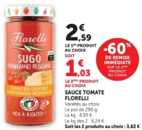 Sauce tomate Florelli Sugo Parmigiano Reggiano