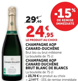 CHAMPAGNE AOP CANARD-DUCHÊNE Brut bio ou brut millésimé ou BRUT BLANC DE BLANCS