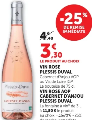 Vin Rosé Plessis Duval / Vin Rosé AOP Cabernet d'Anjou Plessis Duval