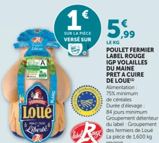 Poulet fermier label rouge IGP volailles du Maine pret a cuire Loué