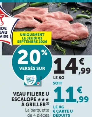 Veau Filière U Escalope ★★★ à Griller