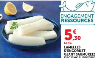 Lamelles d'encornet géant saumurées decongelées