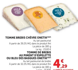 Tomme Brebis Chèvre Onetik ou Tomme de Brebis au Piment d'Espelette
