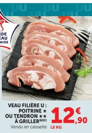Veau Filière U : Poitrine ou Tendron à griller