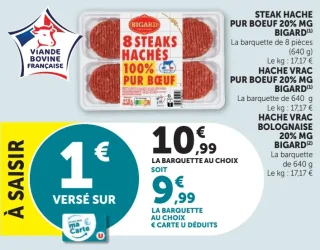 Steak hache pur boeuf 20% MG Bigard