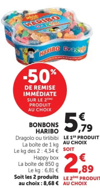 Bonbons Haribo Dragolo ou tirlibibi ou Happy box