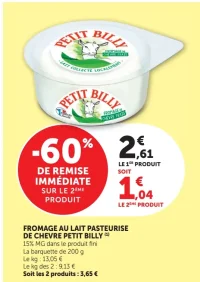 FROMAGE AU LAIT PASTEURISE DE CHEVRE PETIT BILLY
