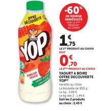 YAOURT A BOIRE OFFRE DECOUVERTE YOP