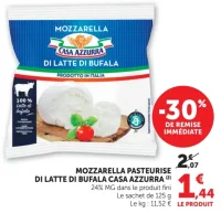 Mozzarella pasteurisée di latte di bufala Casa Azzurra