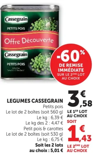 Légumes Cassegrain Petits pois ou Petits pois & carottes