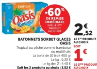 Bâtonnets sorbet glaces Oasis
