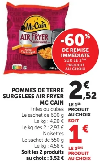 Pommes de terre surgelées Air Fryer Mc Cain