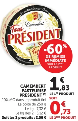 Camembert Pasteurisé Président
